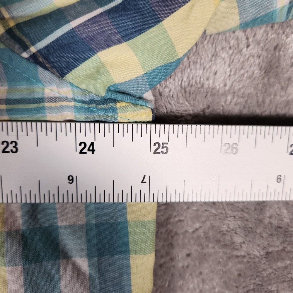 Columbia Shirt Men's Battle Ridge Short Sleeve Button‎ Front Green Yellow Plaid - Picture 2 of 15